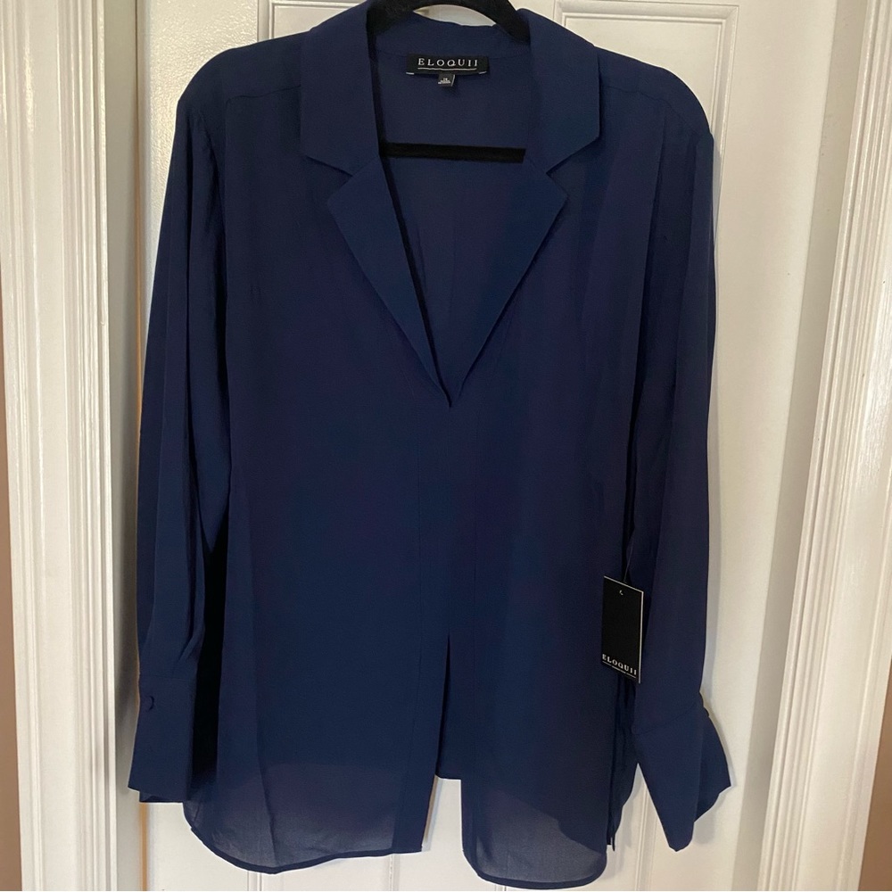 Business casual sheer navy tunic